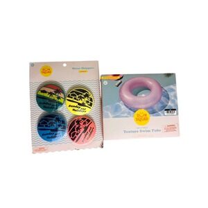 Sun Squad Purple Texture Inflatable Swim Tube And Water Skippers 4 Pack New